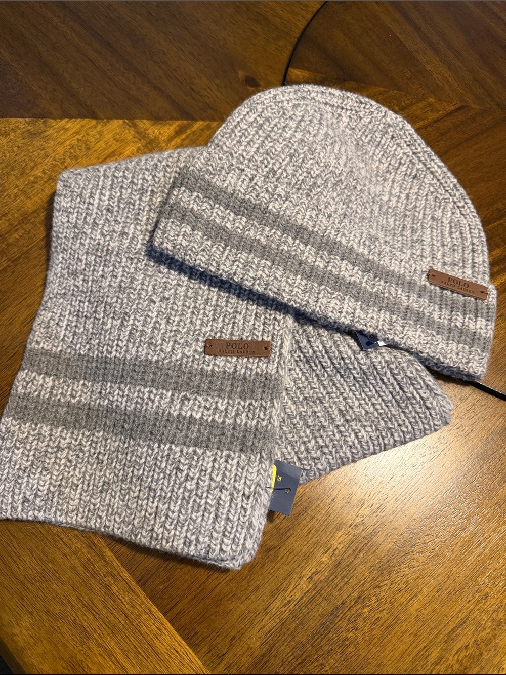 Polo by Ralph Lauren Kids Gray Knit Beanie & Scarf Set